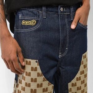 Monet Relaxed Blue and Brown Jeans with Distressed Details